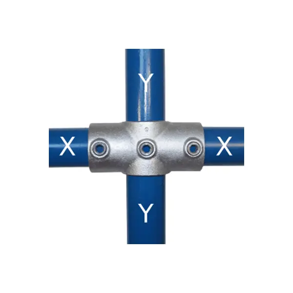 Konstrukční fitinka, spojka ocelových trubek pr. 42,4 mm | pr. 48,3 mm – průběžný kříž (středový) 119-C42/D48